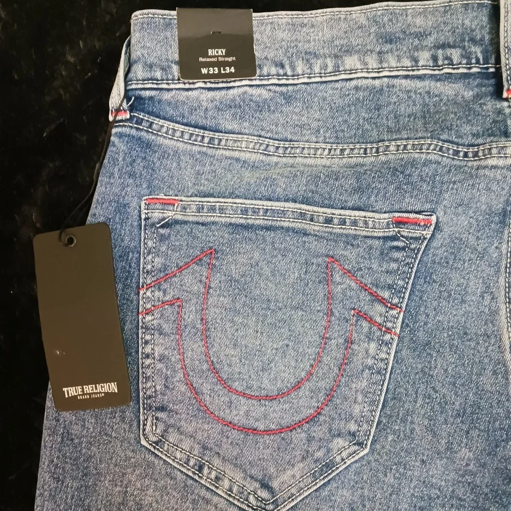 True Religion Jeans Men's Light Delightful Wash Ricky‎ Relaxed Straight Sz 33x34